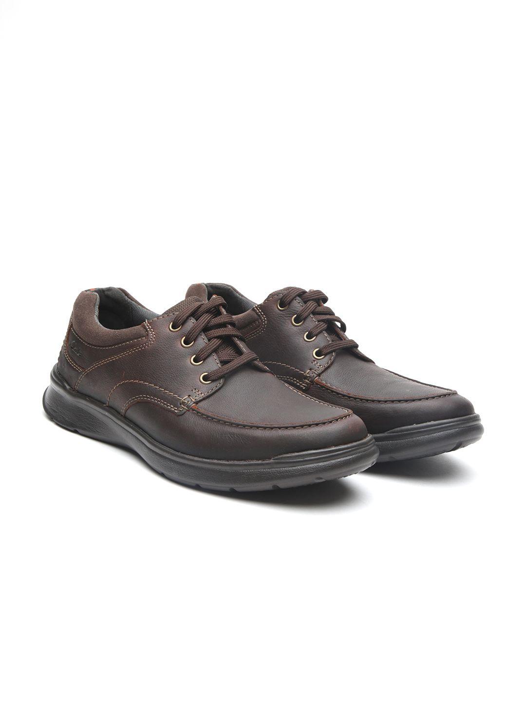 clarks men brown leather derbys