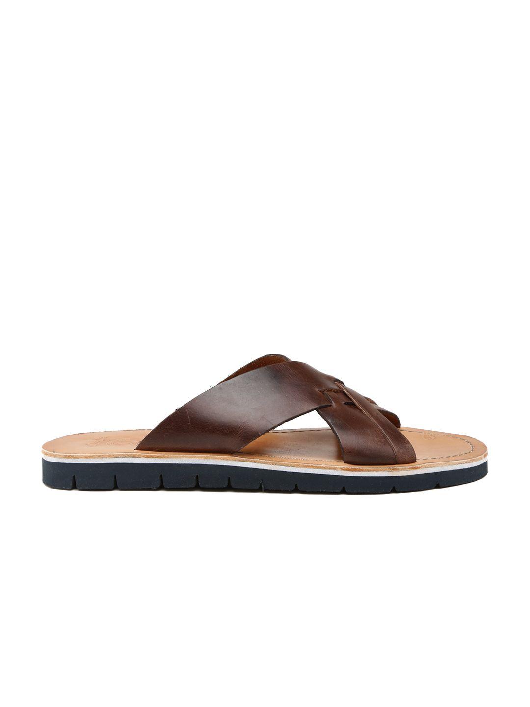 clarks men brown pennard cross leather sandals