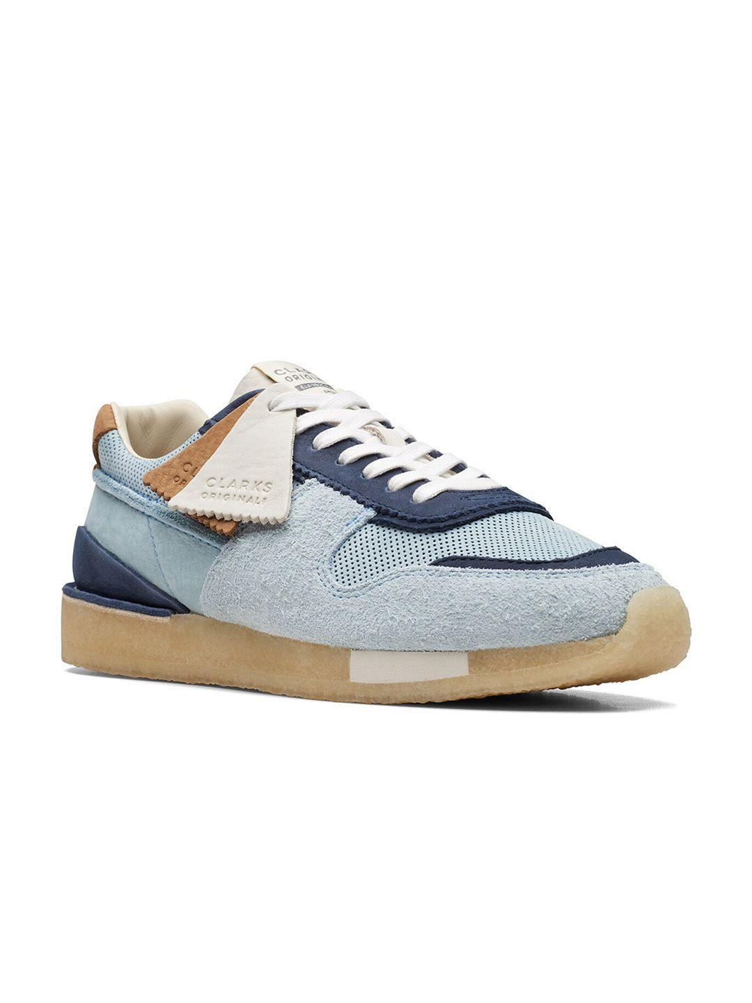 clarks men colourblocked nubuck lace-up sneakers