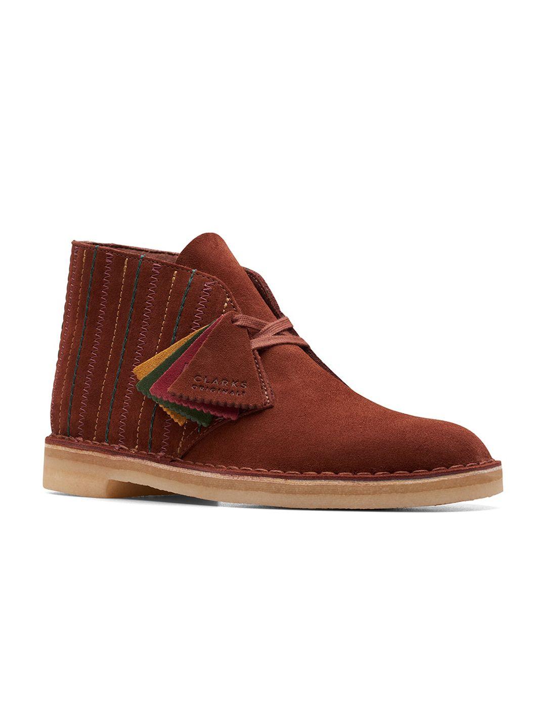 clarks men embroidered suede mid-top desert boots