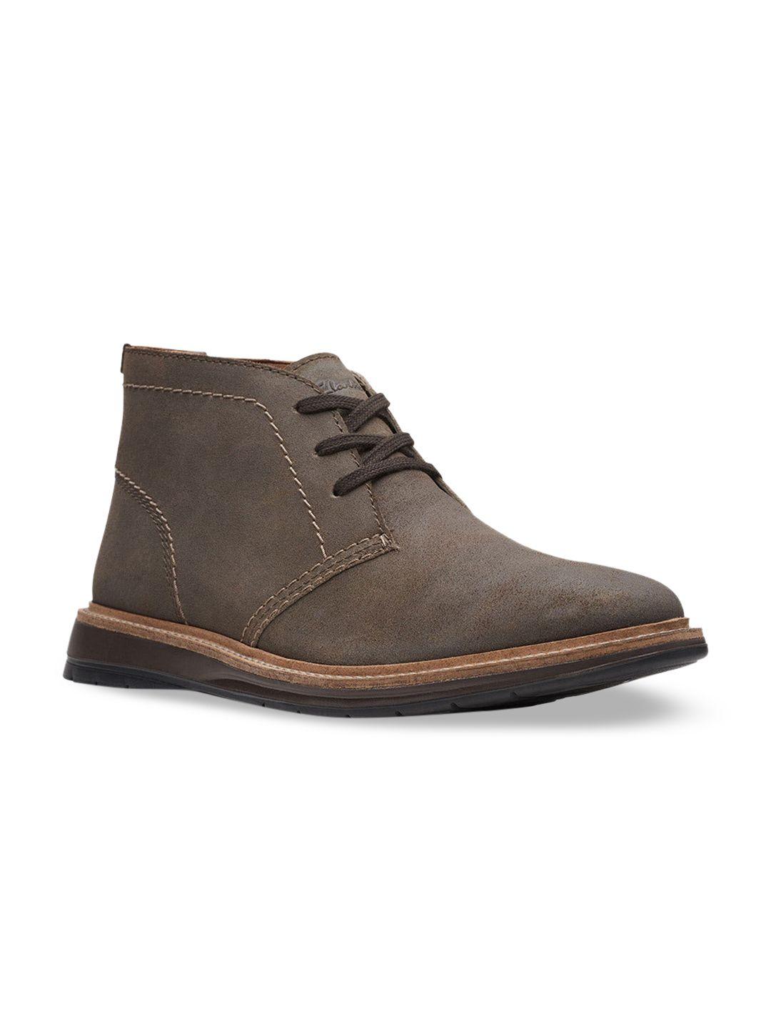 clarks men grey solid regular boots