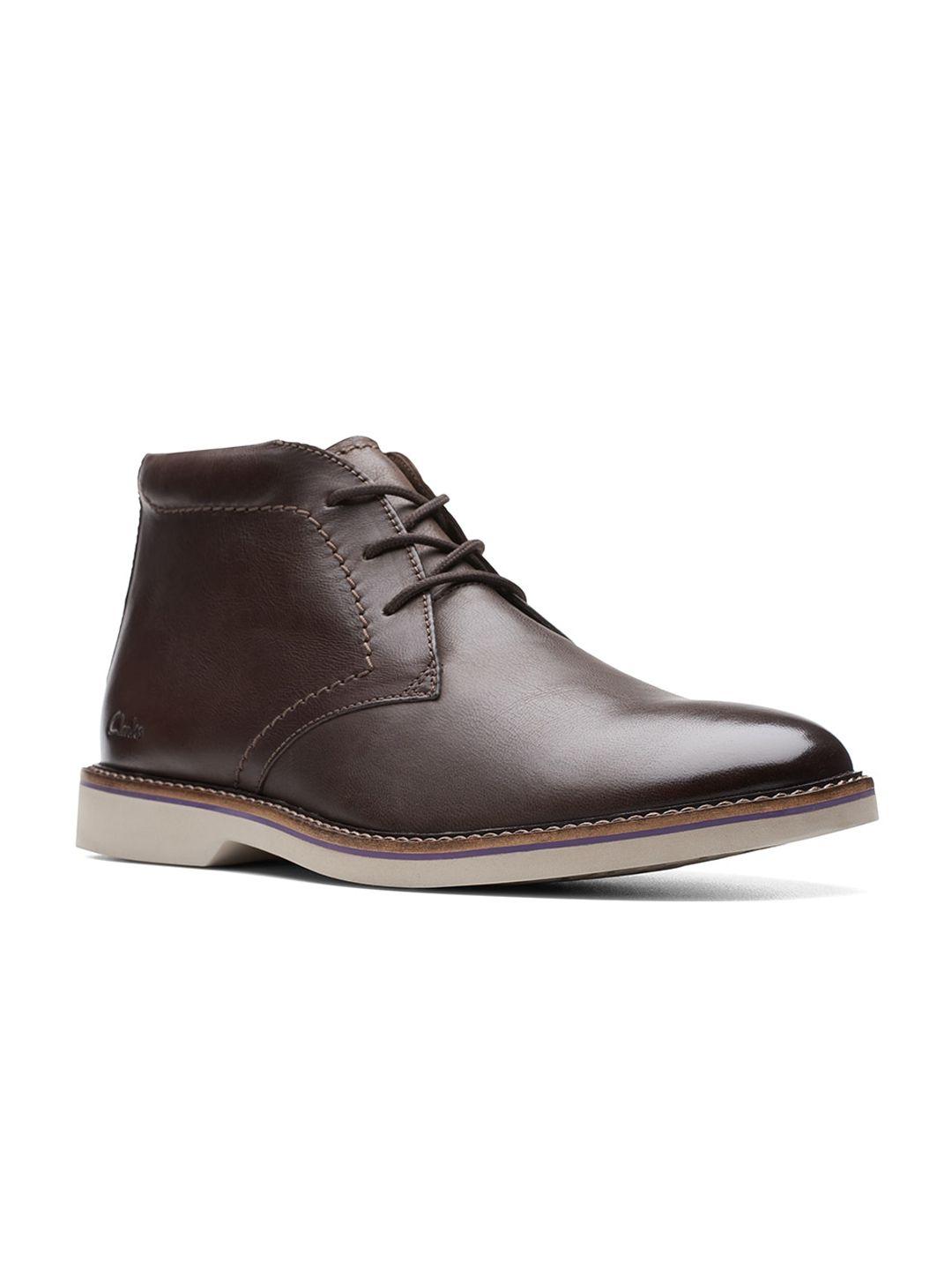 clarks men leather mid-top desert boots