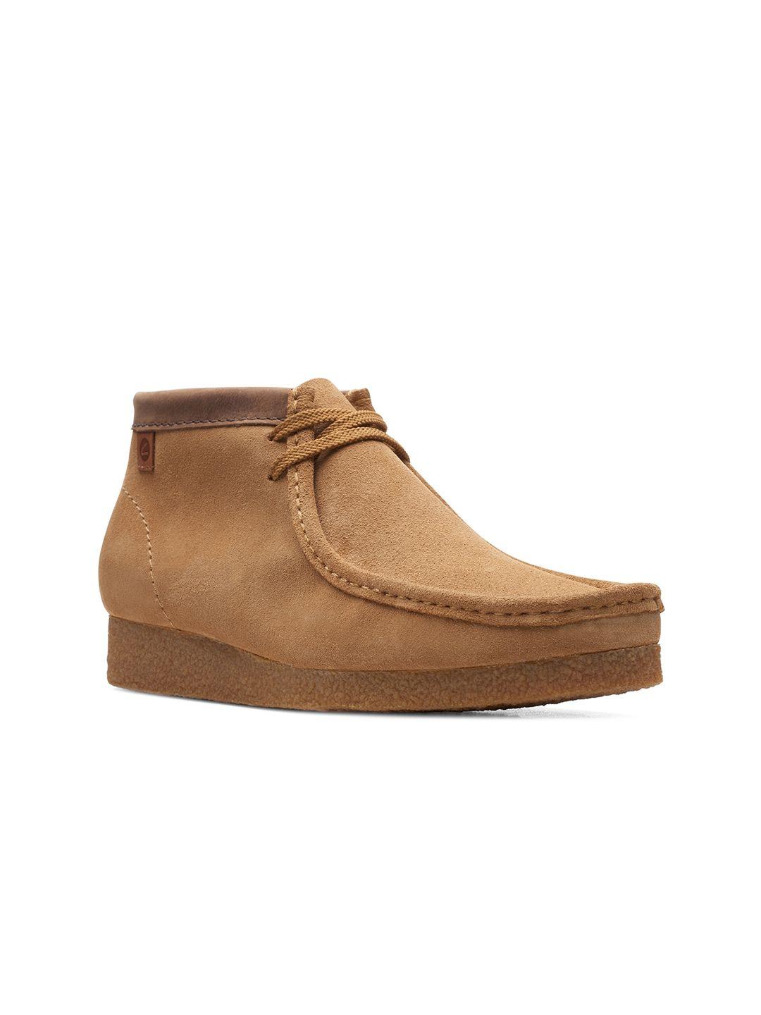 clarks men shacre square -toe mid top suede boots