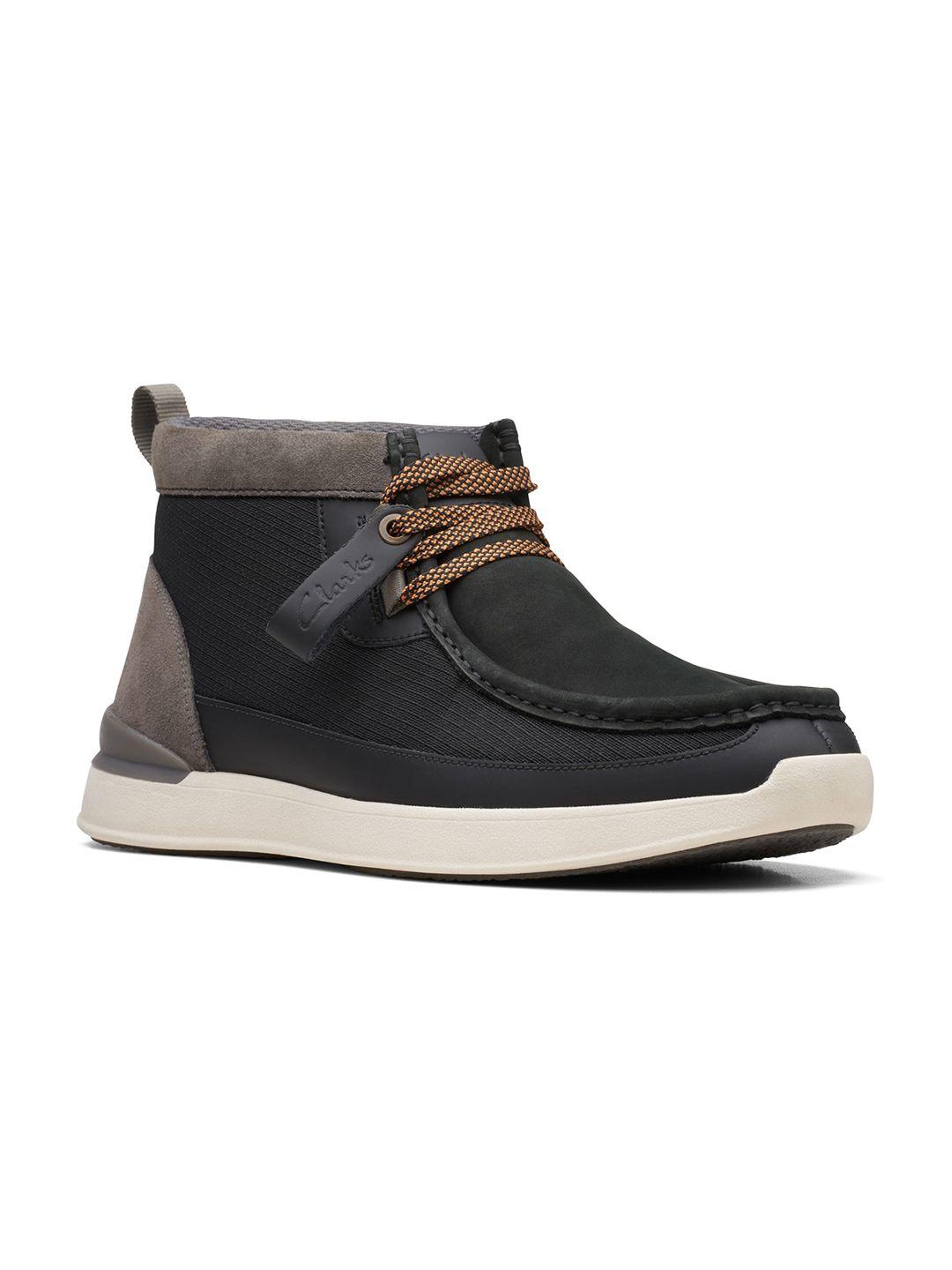 clarks men suede high-top lightweight sneakers