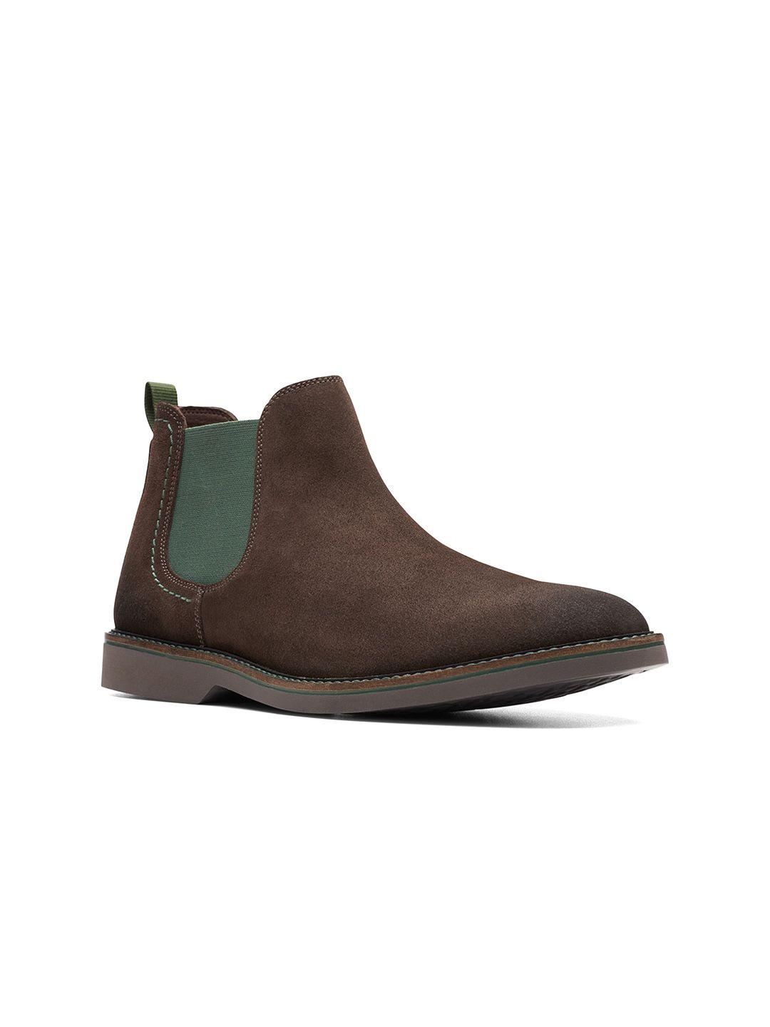 clarks men suede mid-top chelsea boots