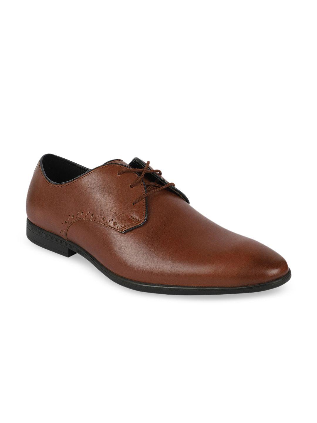 clarks men tan brown solid formal derbys