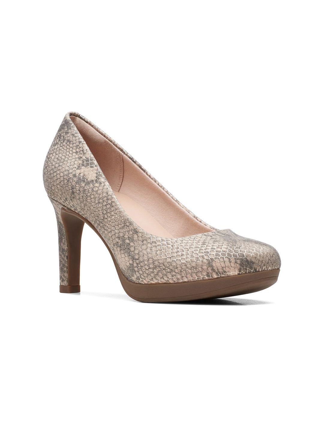 clarks printed leather slim heel pumps