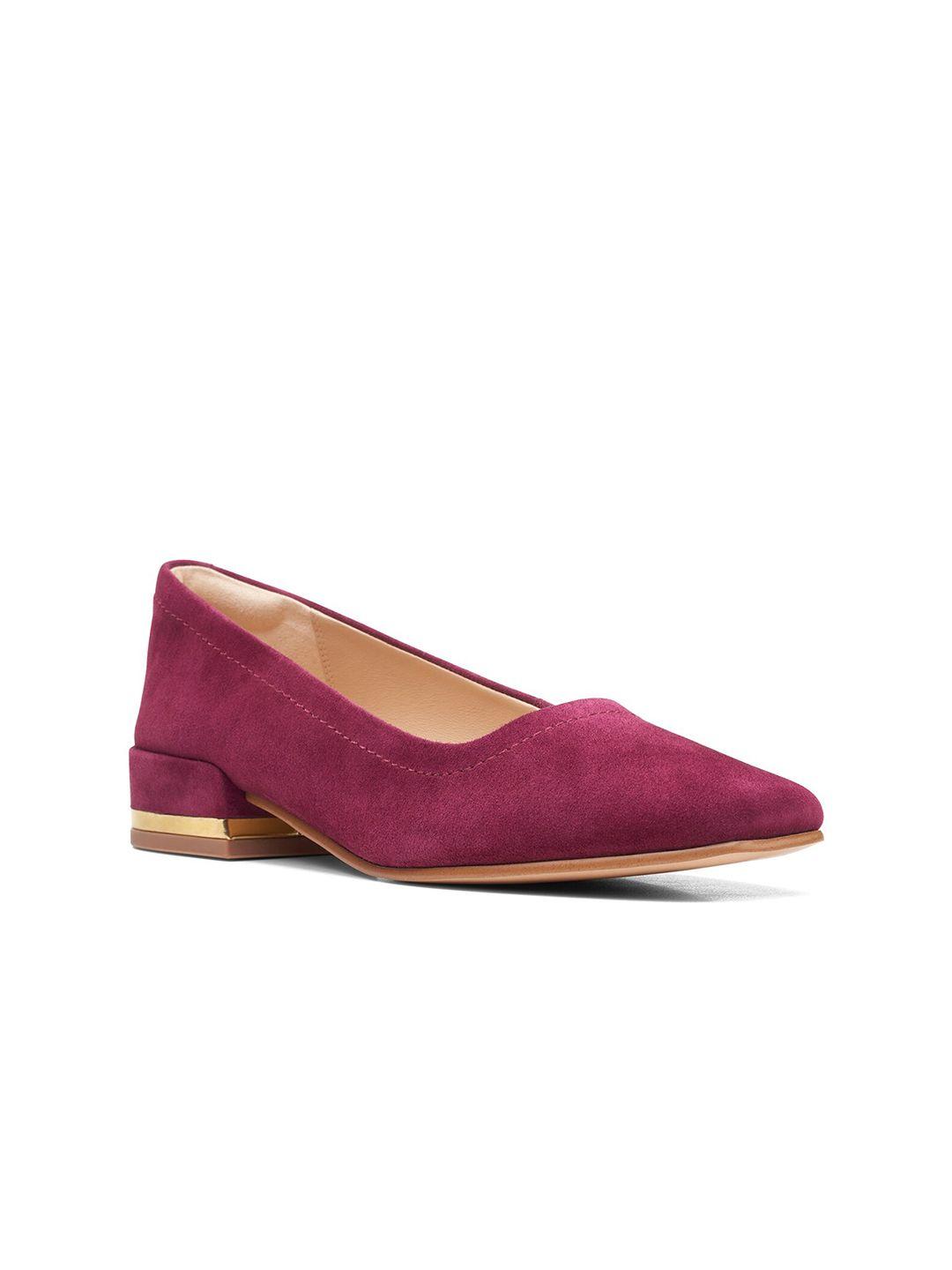clarks red leather block pumps