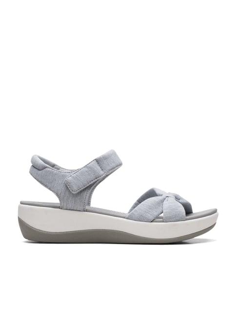 clarks women's arla shore grey ankle strap wedges