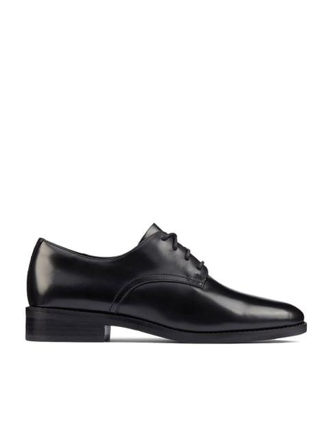 clarks women's ria black derby shoes