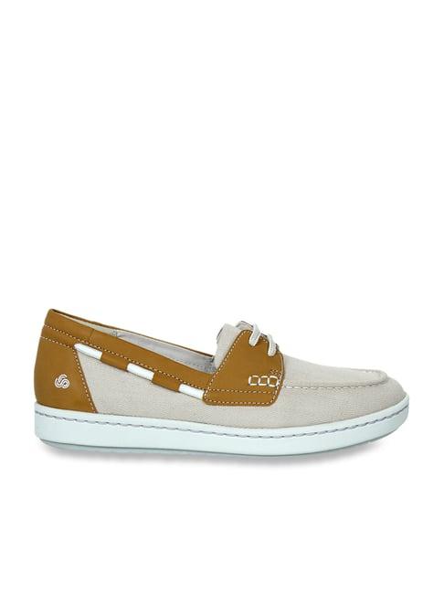 clarks women's step glow lite off-white boat shoes