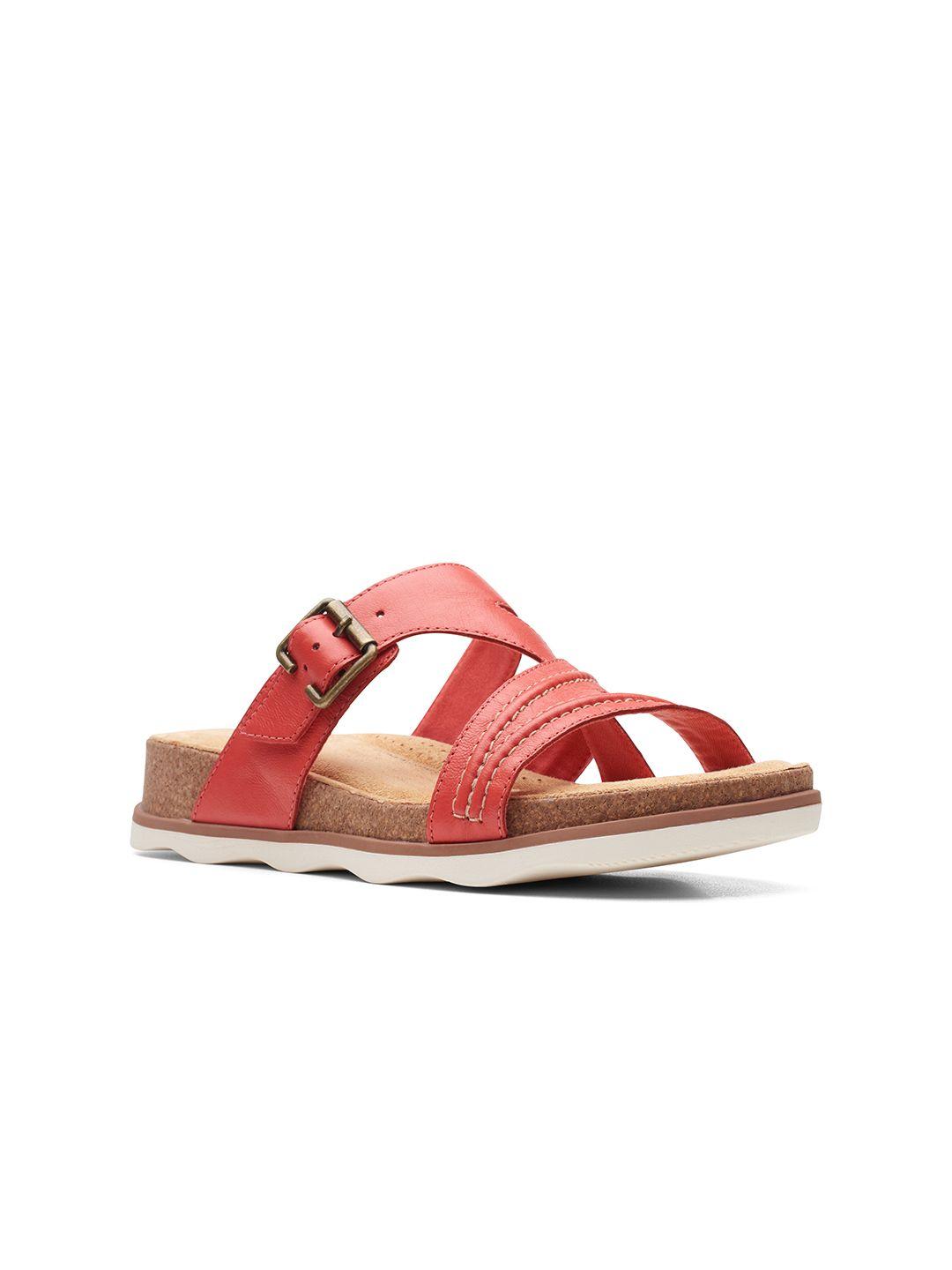 clarks women orange comfort sandals