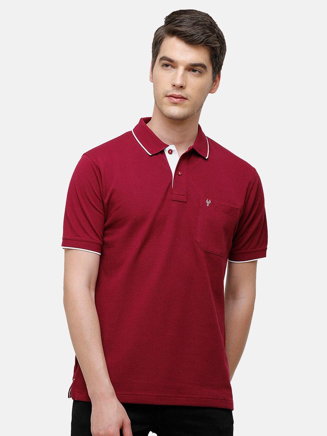 classic polo men burgundy polo collar pockets t-shirt