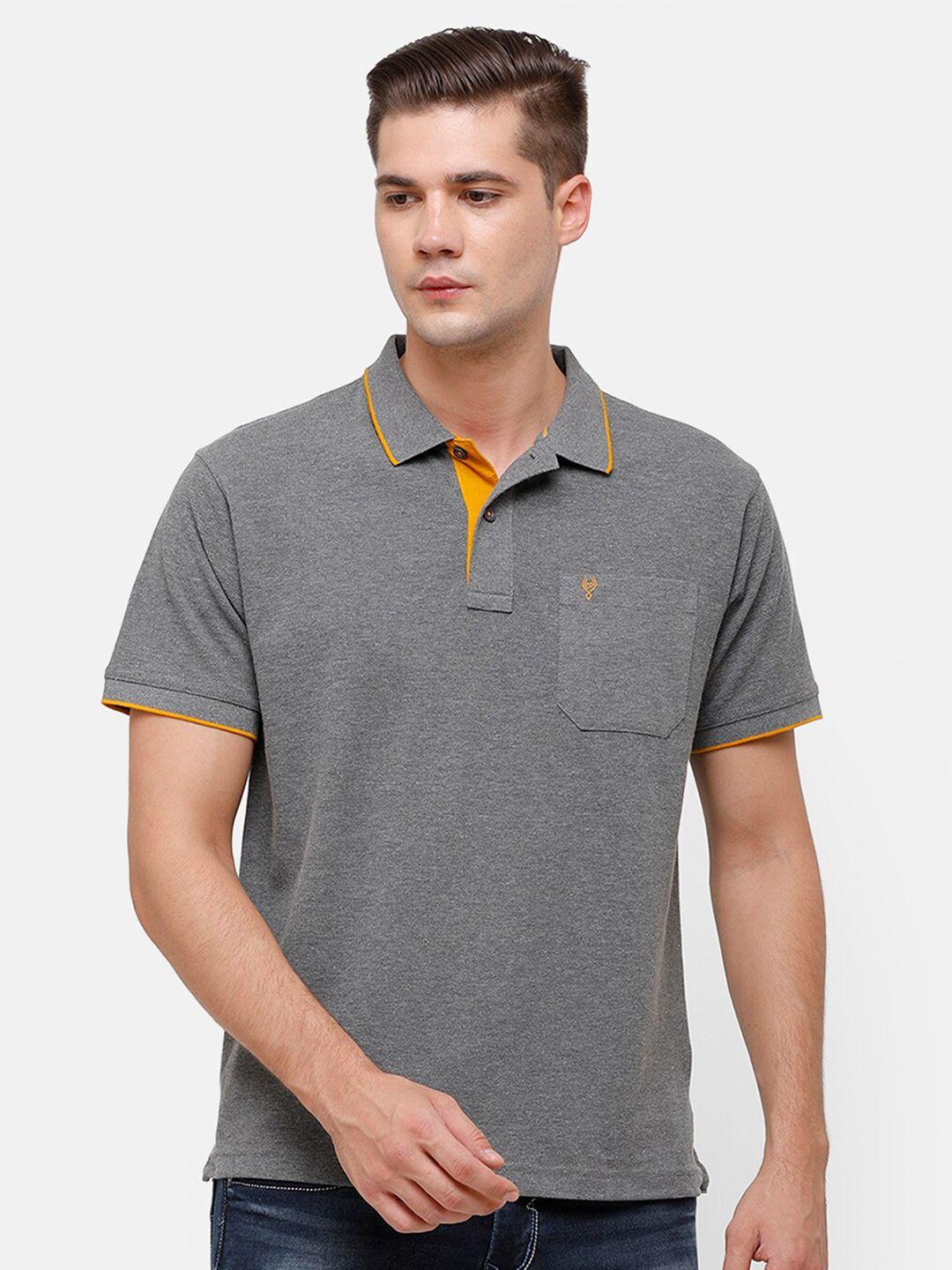 classic polo men grey melange polo collar pockets t-shirt
