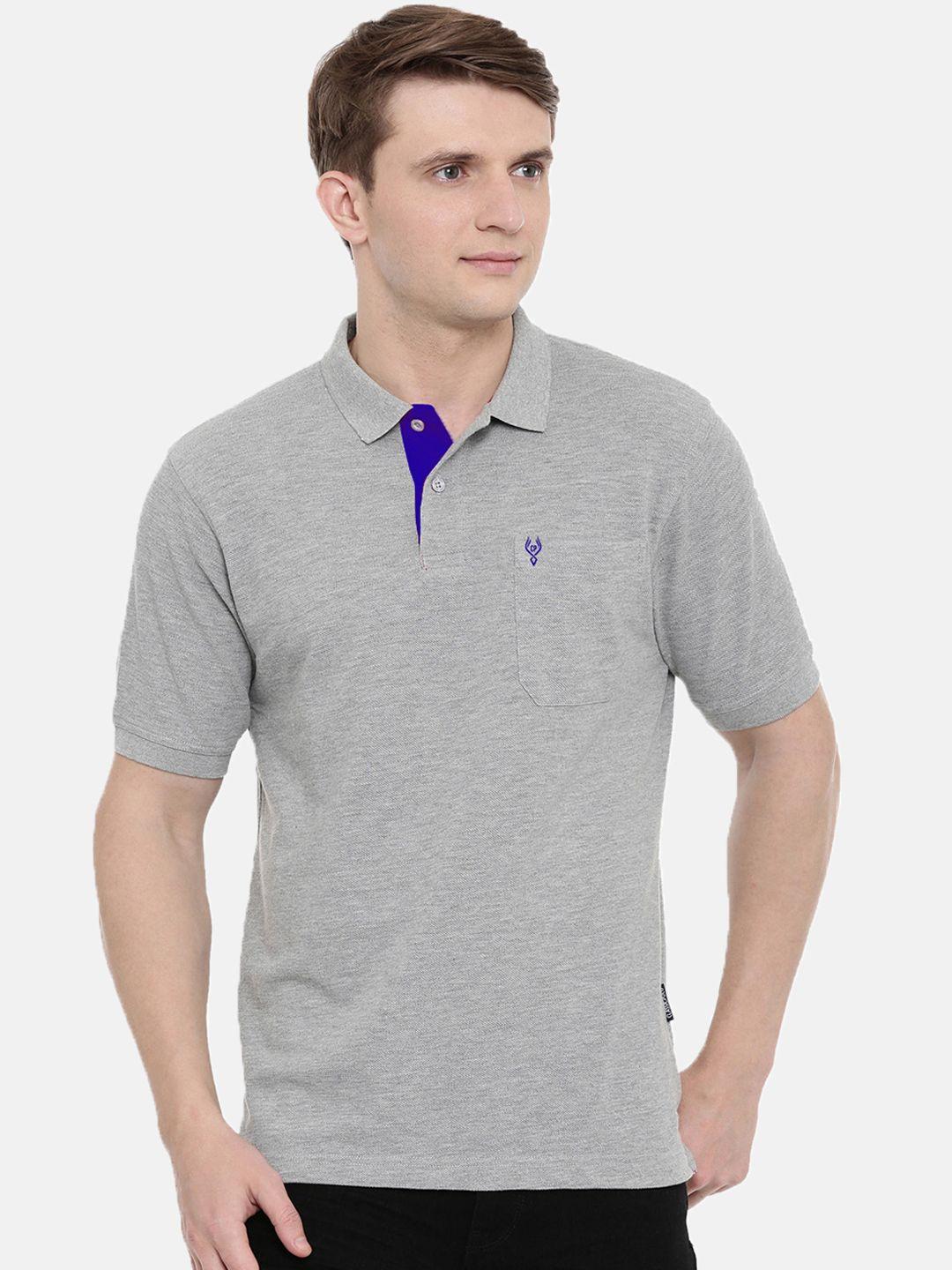 classic polo men grey solid polo collar t-shirt