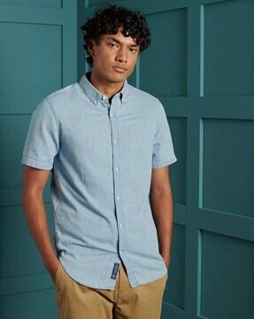 classic twill shirt with button-down collar