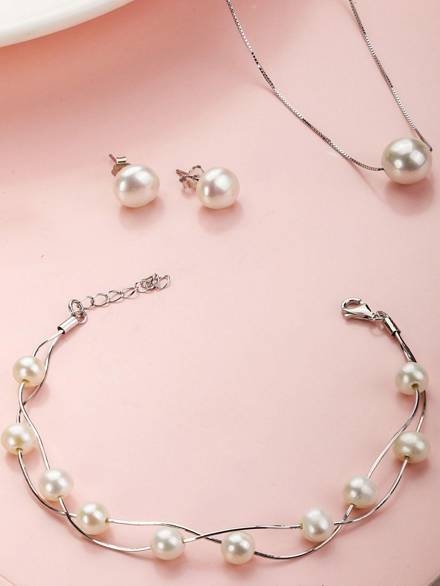 classic 925 silver freshwater pearl trio