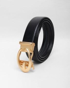 classic belt with tang buckle closure