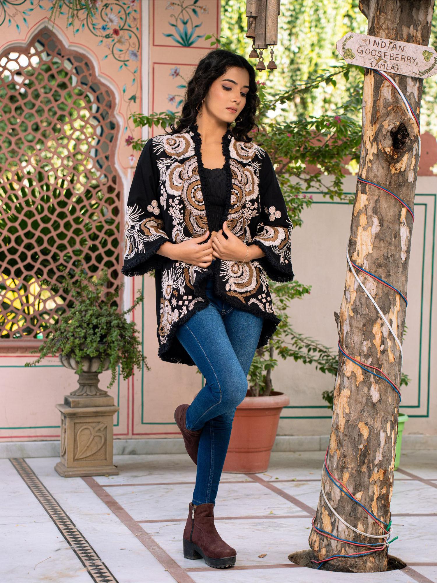classic black embroidered jacket