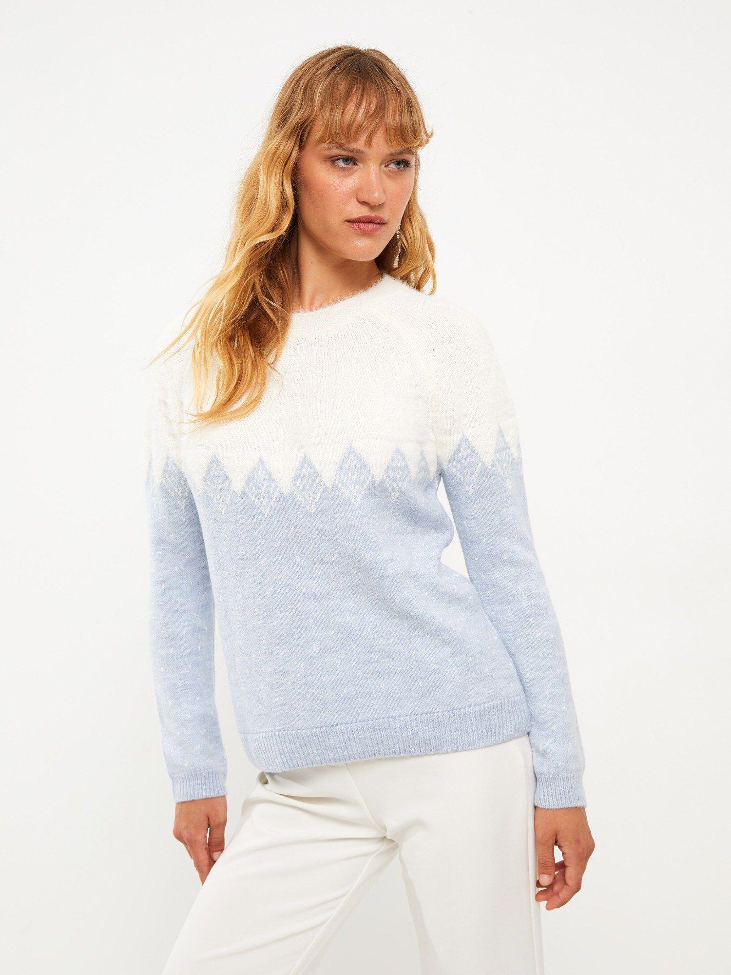 classic crew neck color block womens knitwear sweater