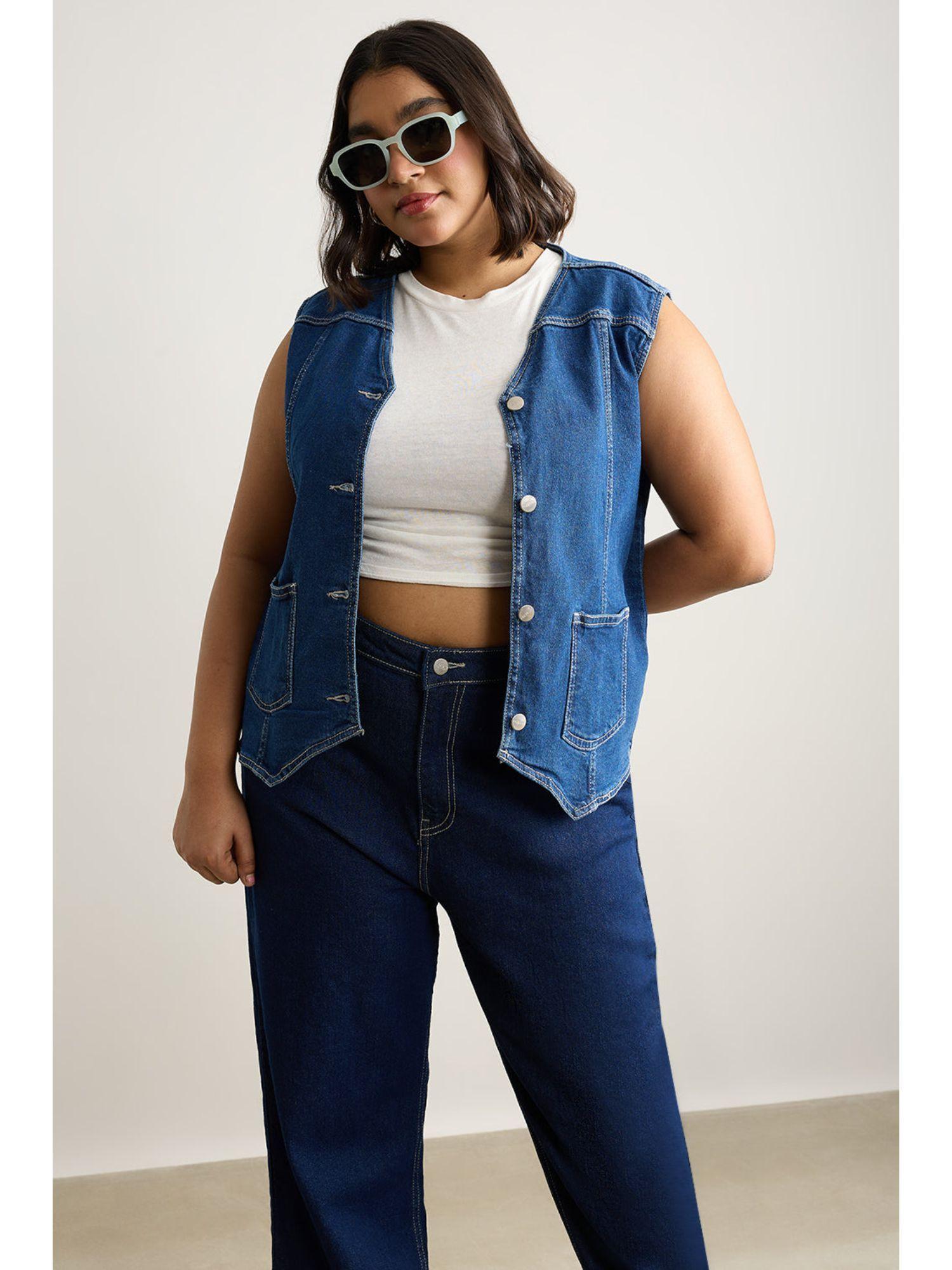 classic denim stretch waistcoat