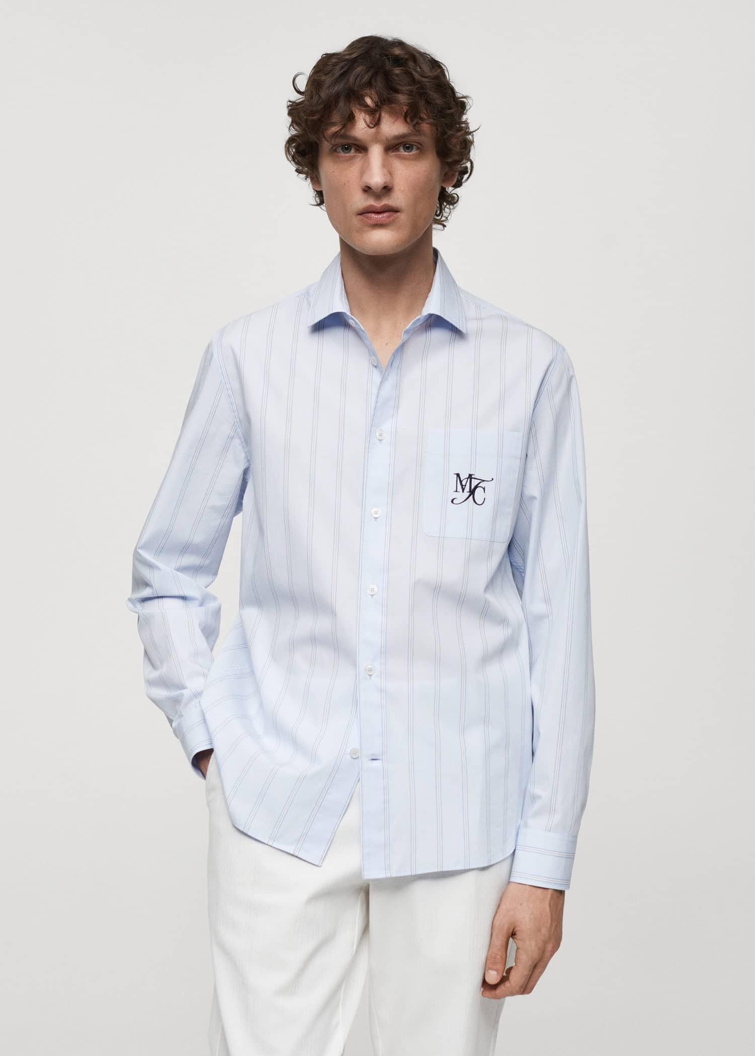 classic fit cotton striped embroidered shirt