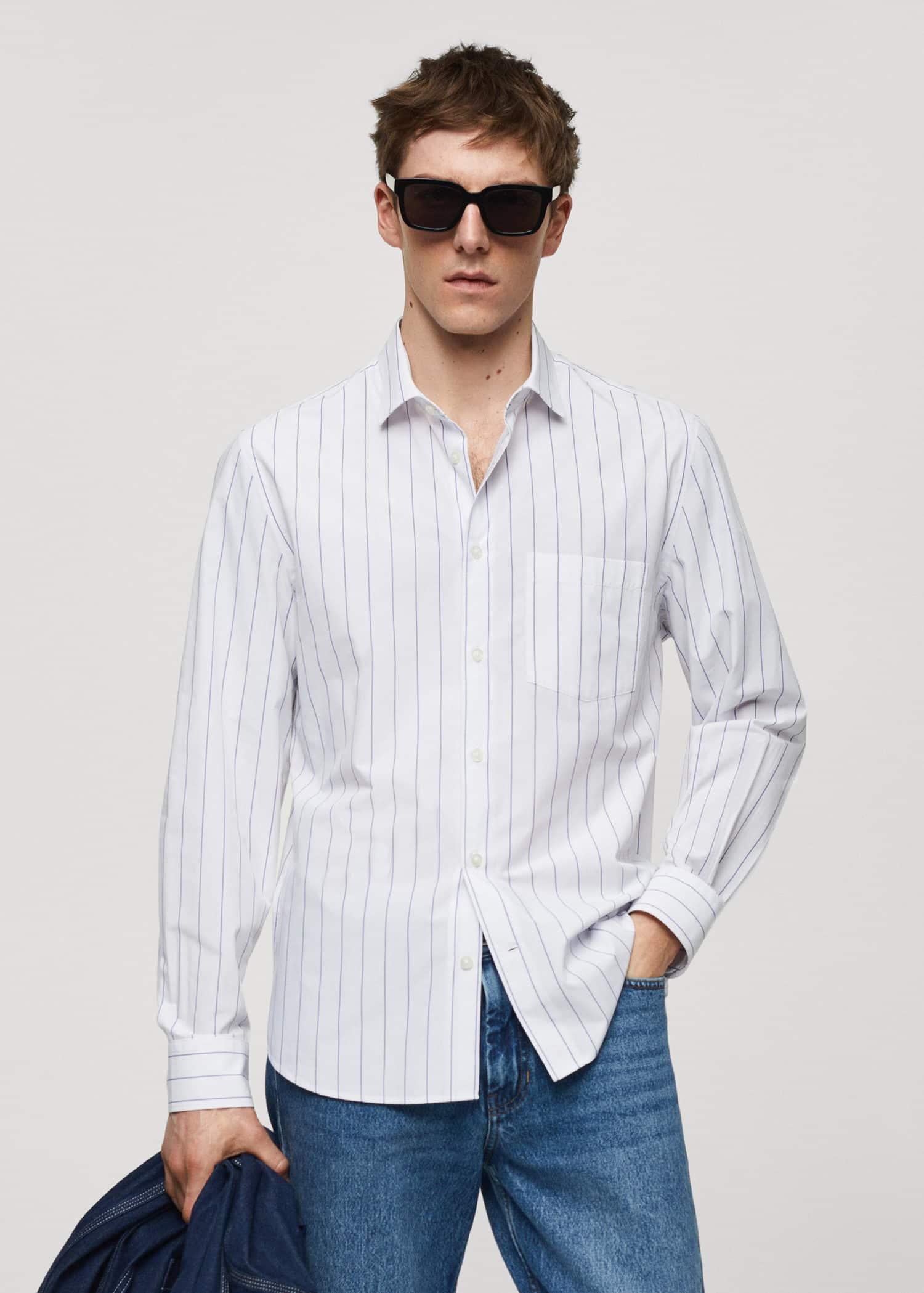 classic-fit vertical striped shirt
