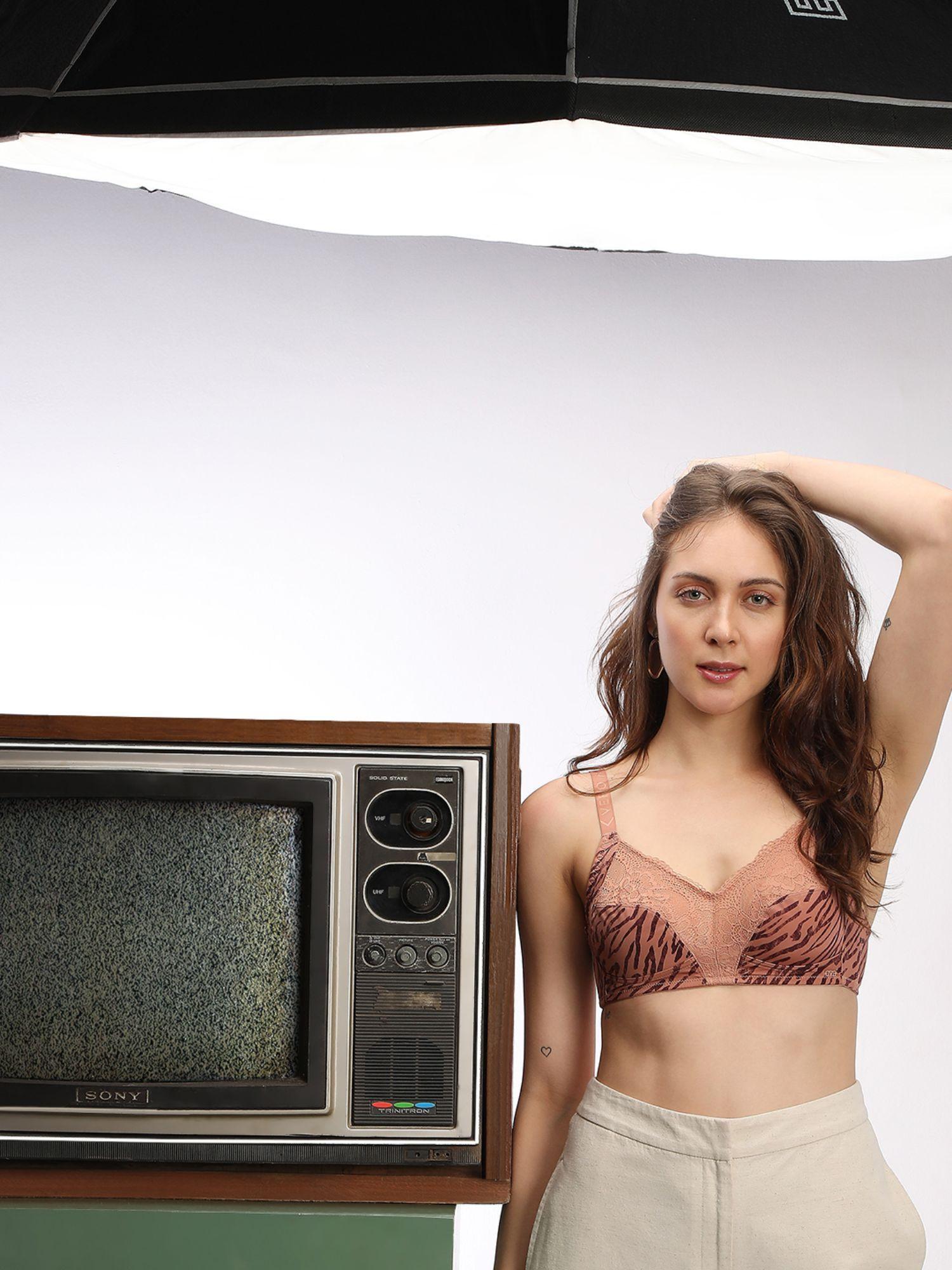 classic full coverage non-padded non-wired bra - brown