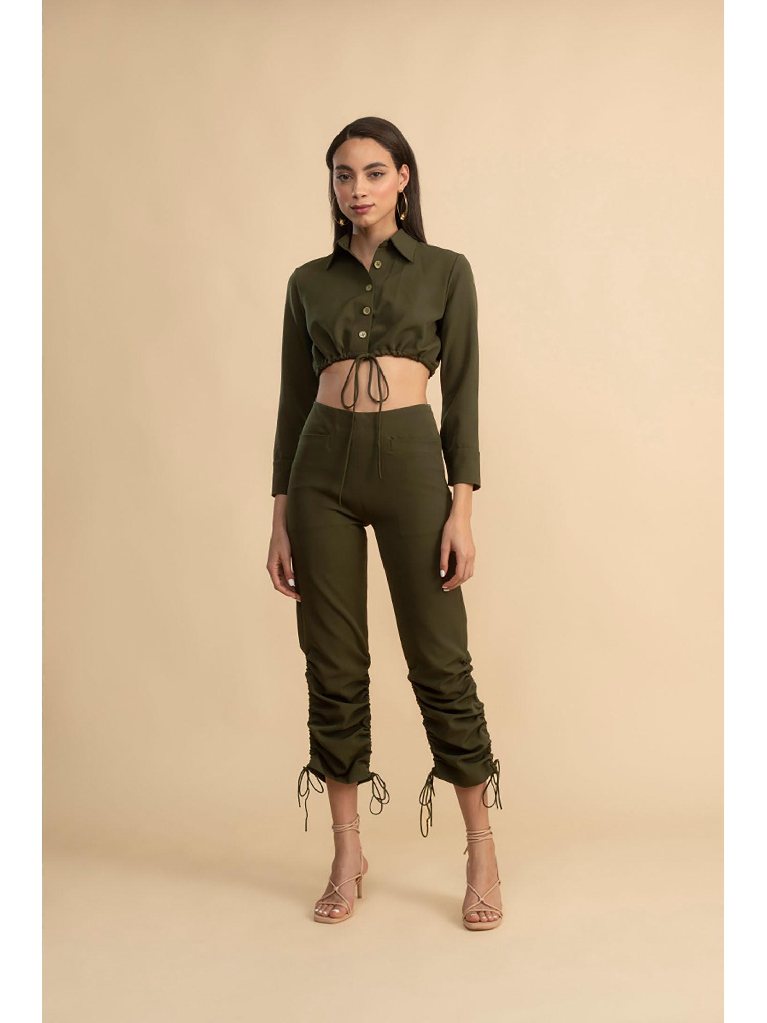 classic olive draw string co-ord set