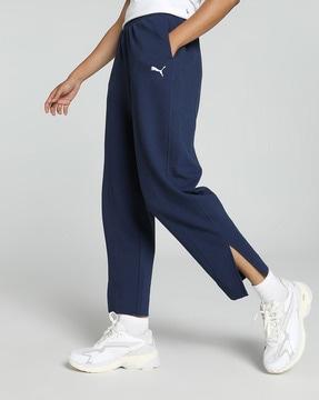 classic patterned slit-hem straight trackpants