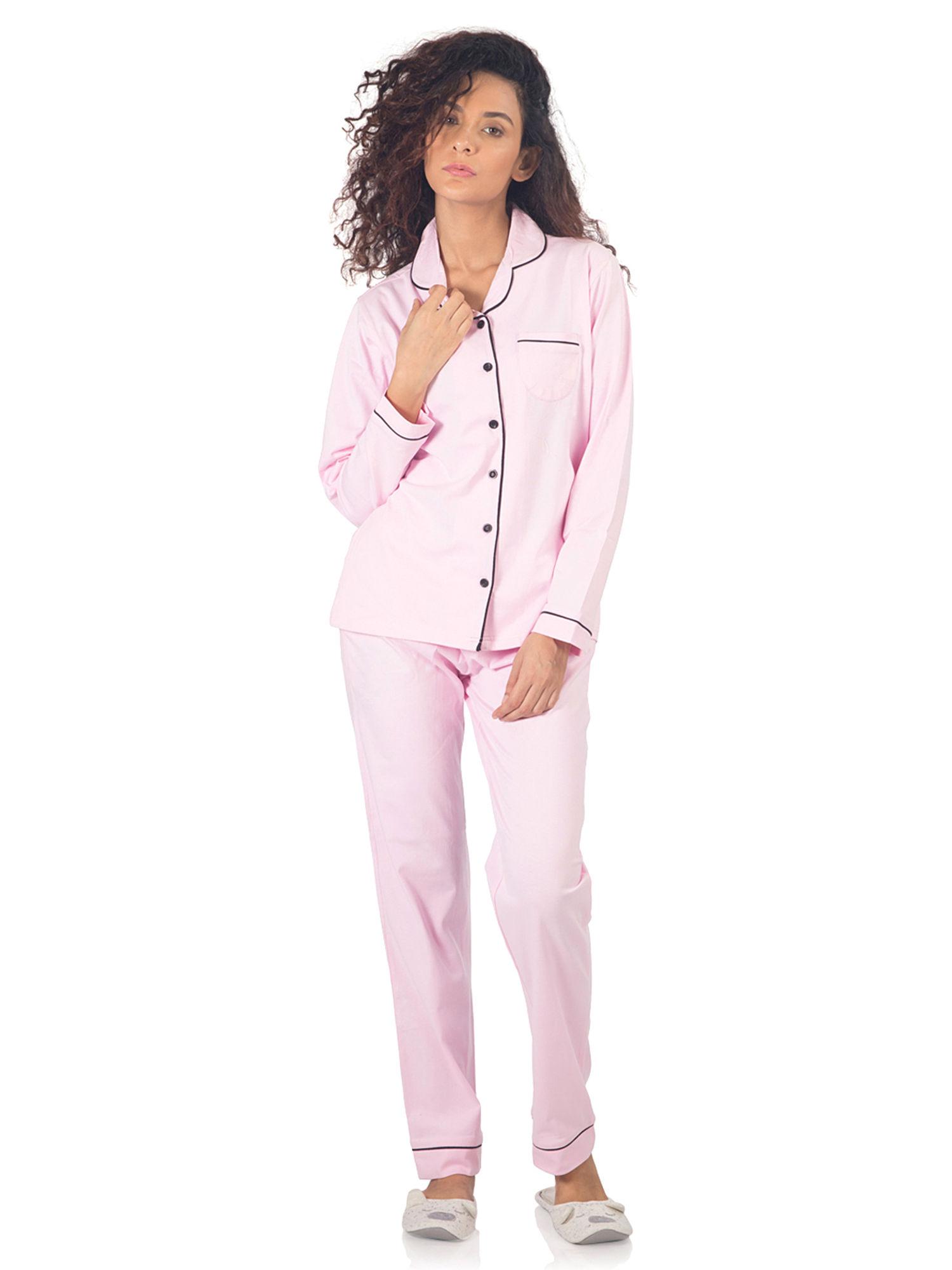 classic pink cotton pyjama set -