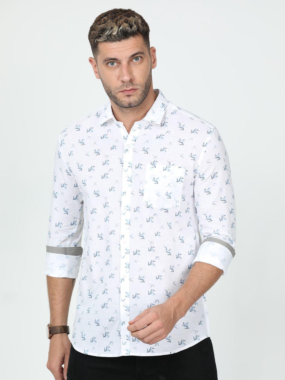 classic polo india slim conversational printed cotton casual shirt