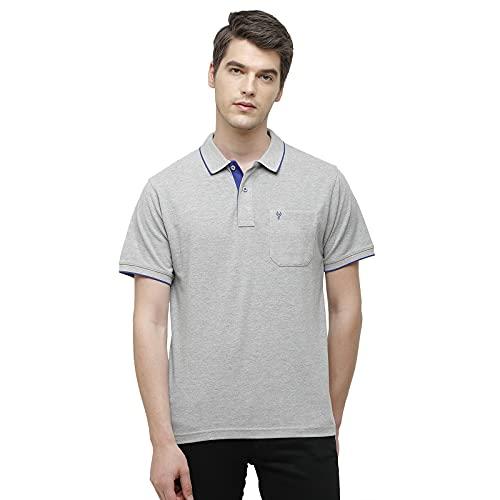 classic polo men's regular fit polo collar half sleeve solid cotton blend grey t-shirt (nova - grey melange af p_xl)
