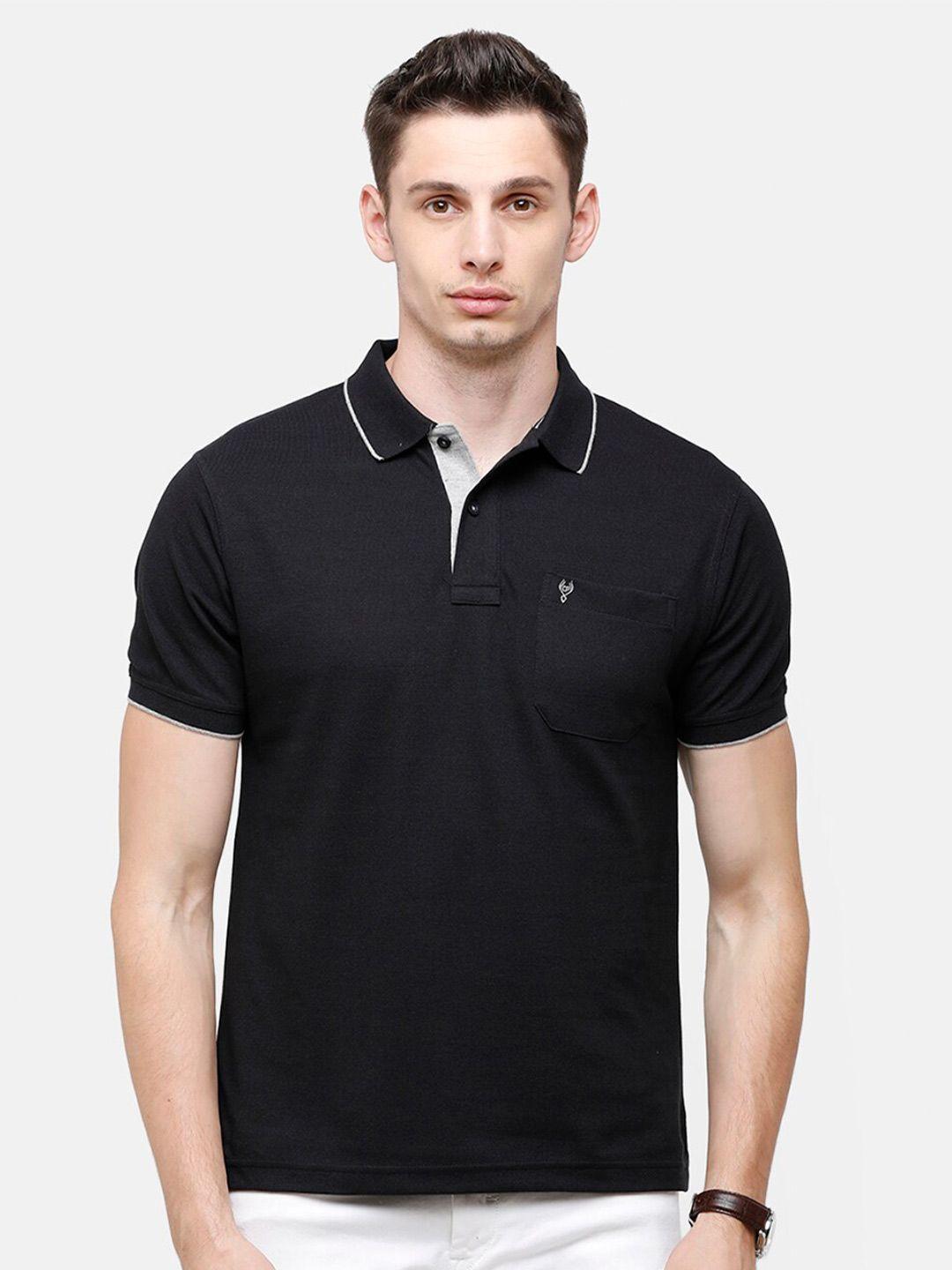 classic polo men black polo collar pockets slim fit t-shirt