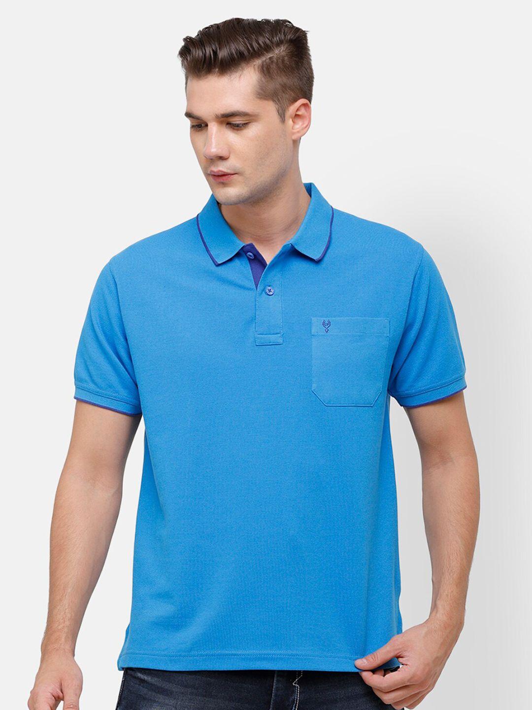 classic polo men blue solid polo collar t-shirt
