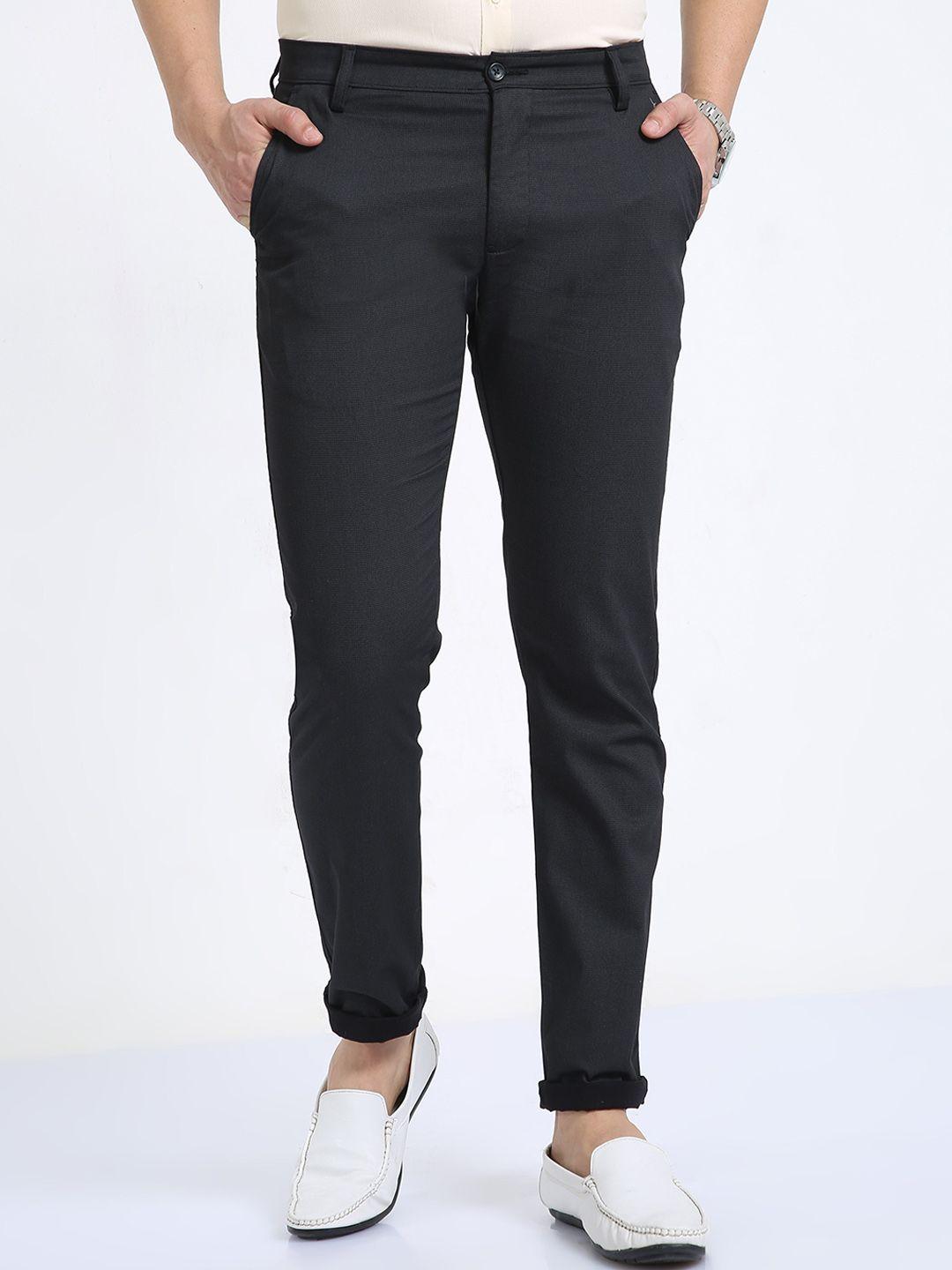 classic polo men cotton classic plain flat-front slim fit trousers