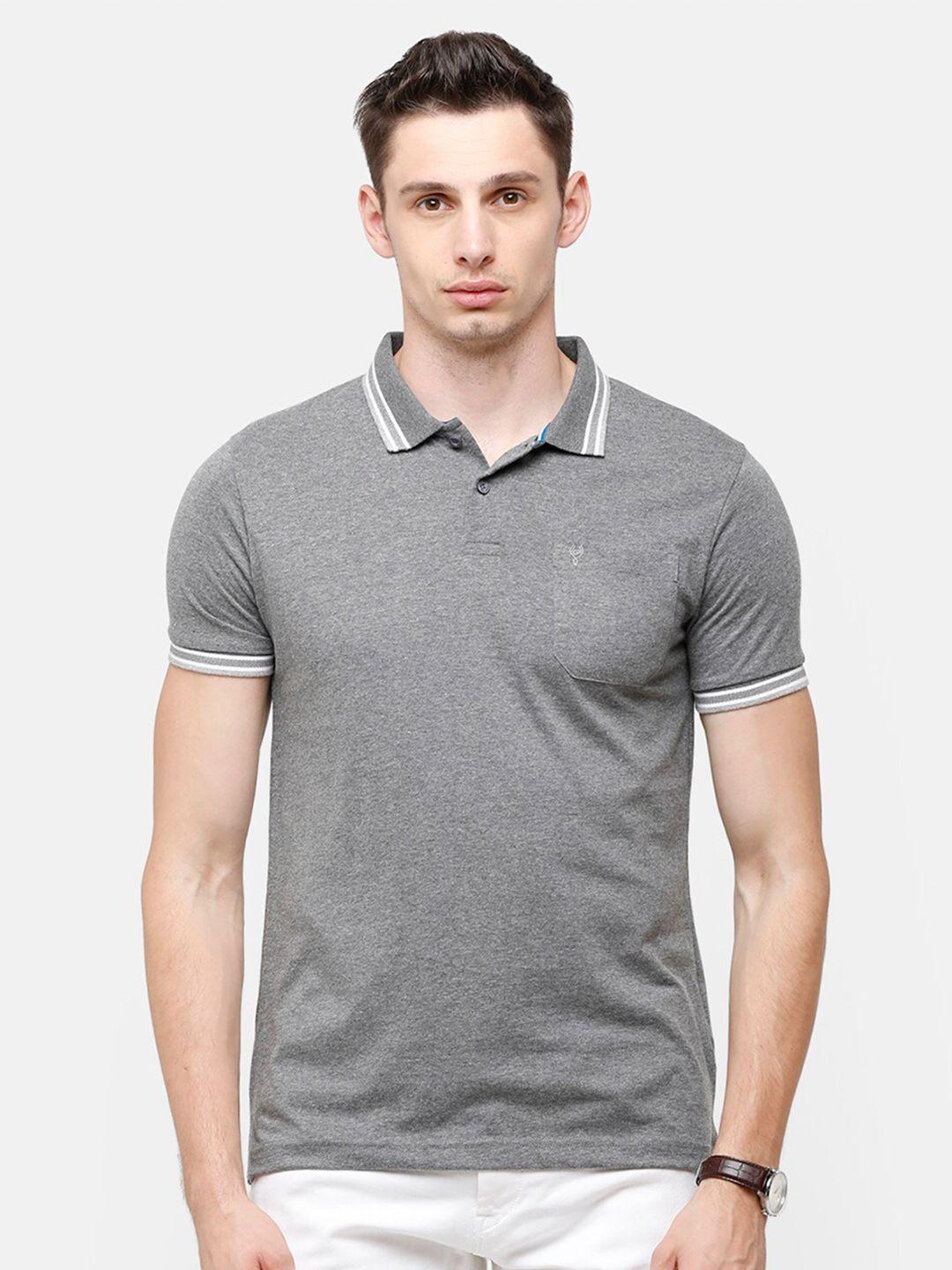 classic polo men grey polo collar pockets slim fit pure cotton t-shirt