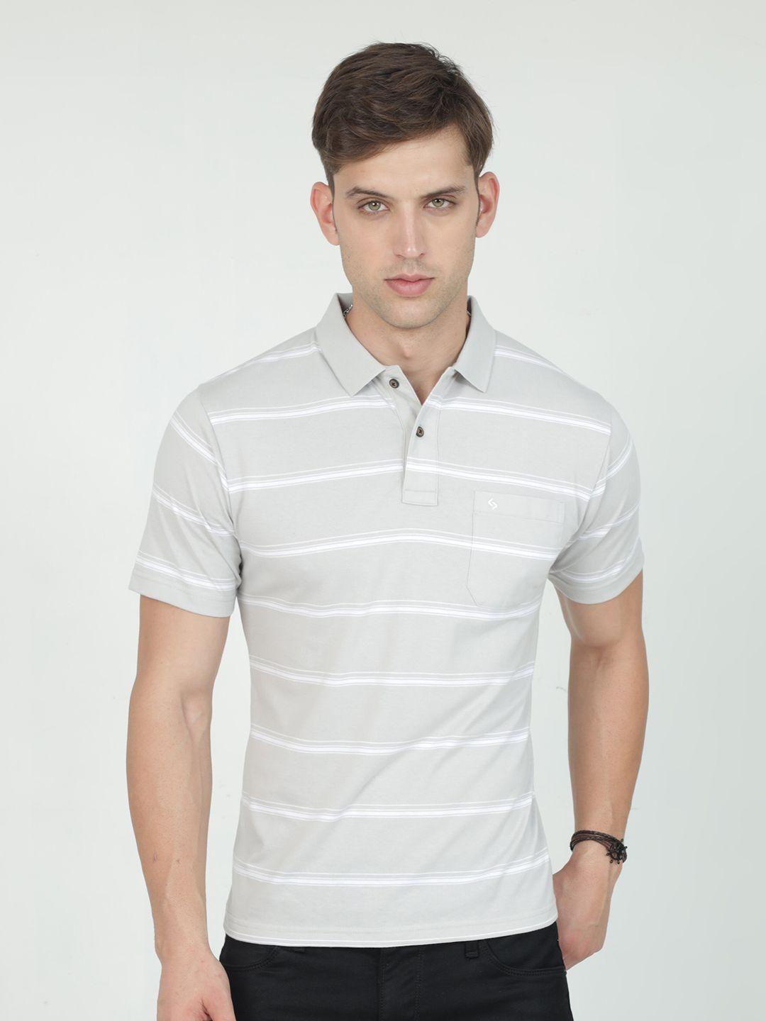 classic polo men grey striped polo collar t-shirt