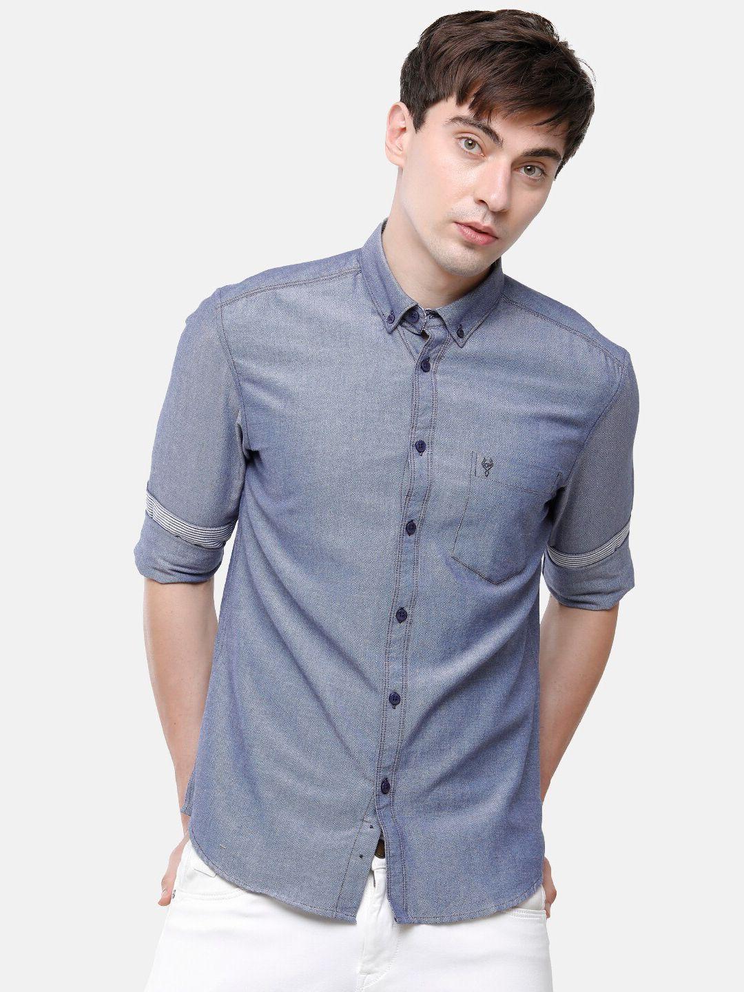 classic polo men navy blue slim fit casual shirt