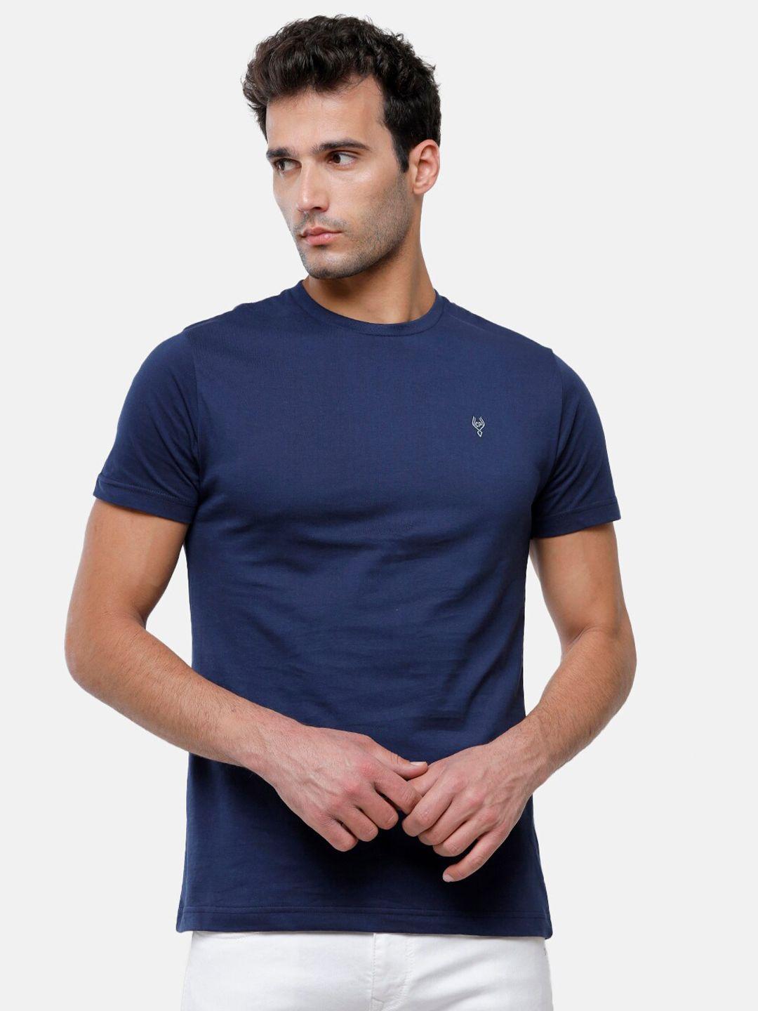 classic polo men navy blue solid slim fit t-shirt