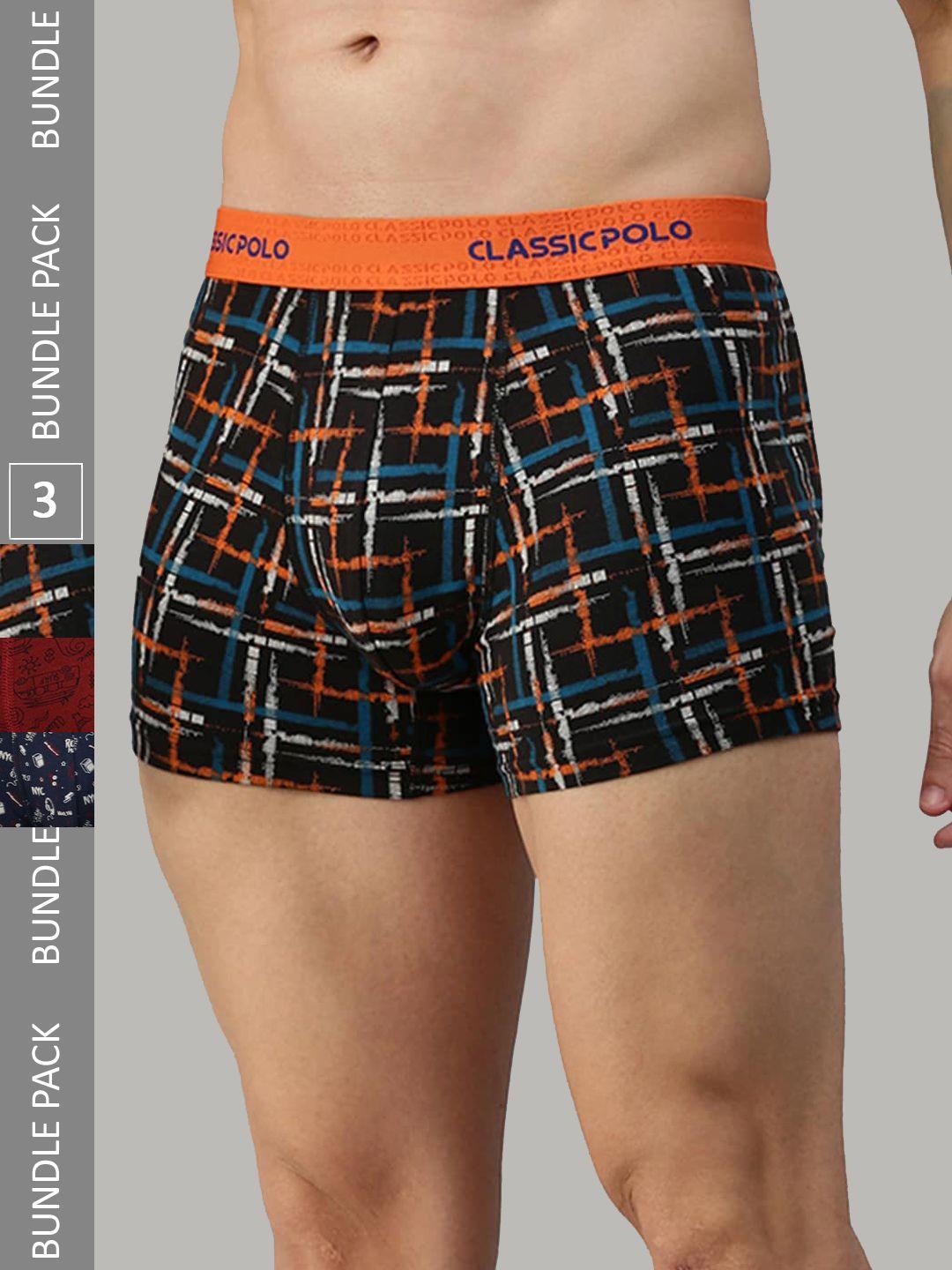 classic polo men pack of 3 printed slim-fit modal trunks