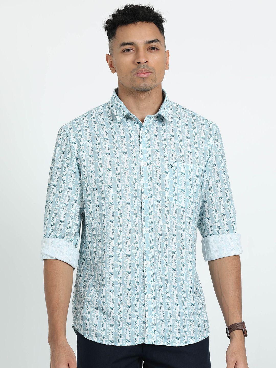 classic polo men slim fit floral opaque printed casual shirt
