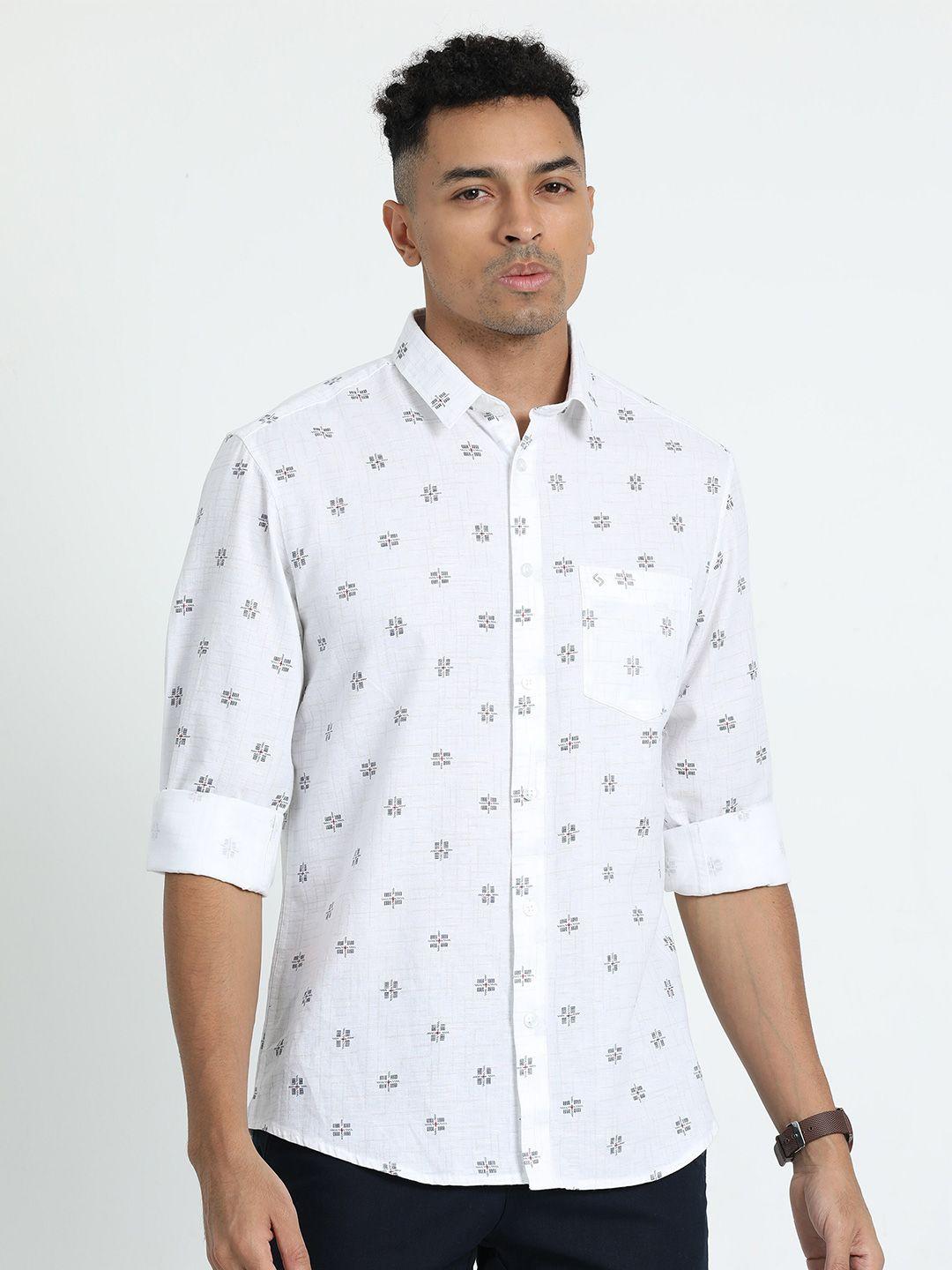 classic polo men slim fit opaque printed casual shirt