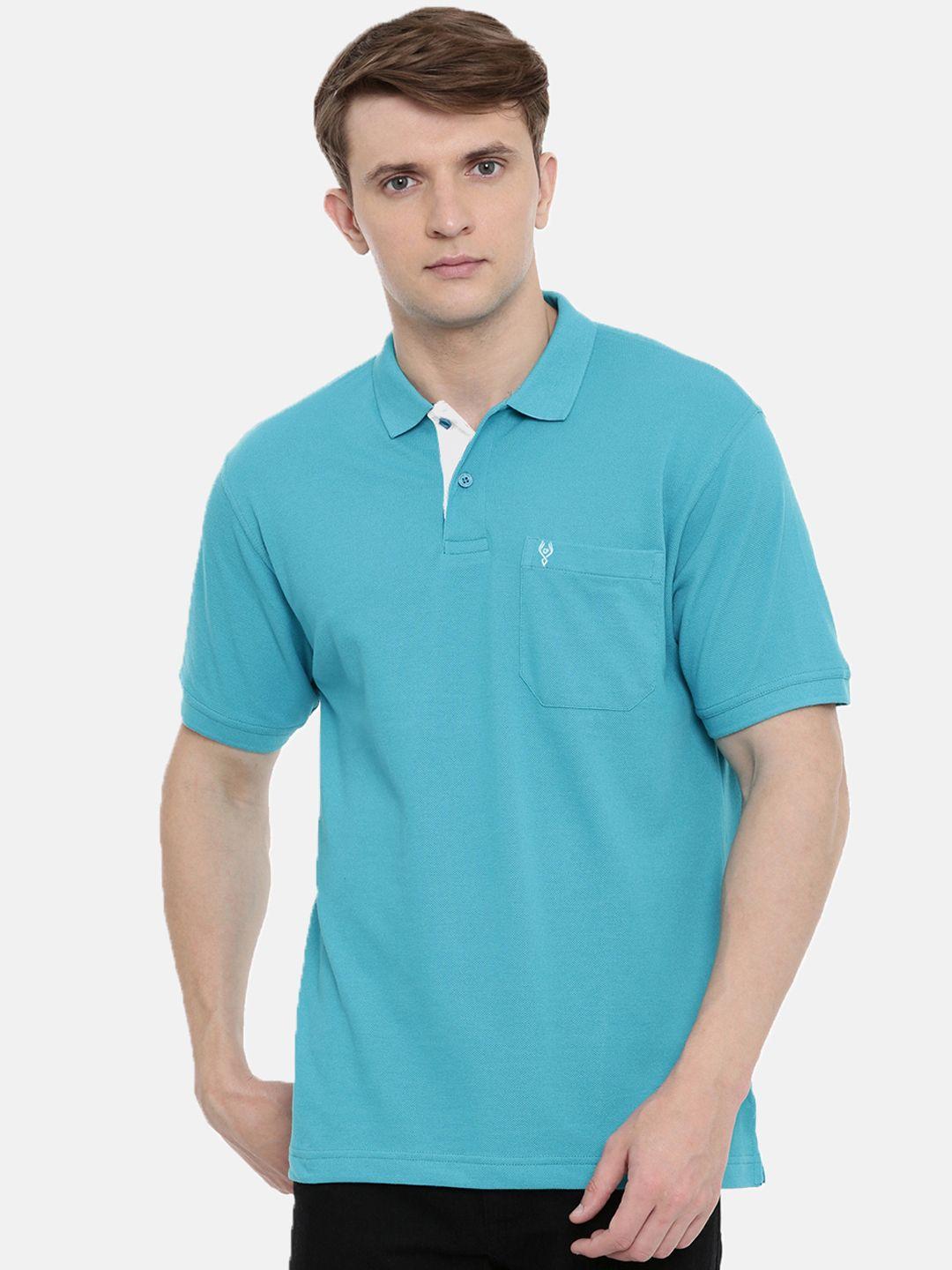 classic polo men turquoise blue solid polo collar t-shirt