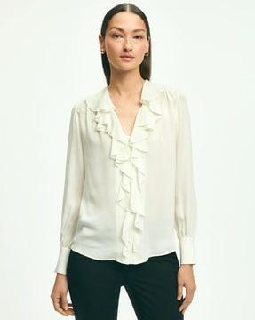 classic ruffled full sleeve blouse