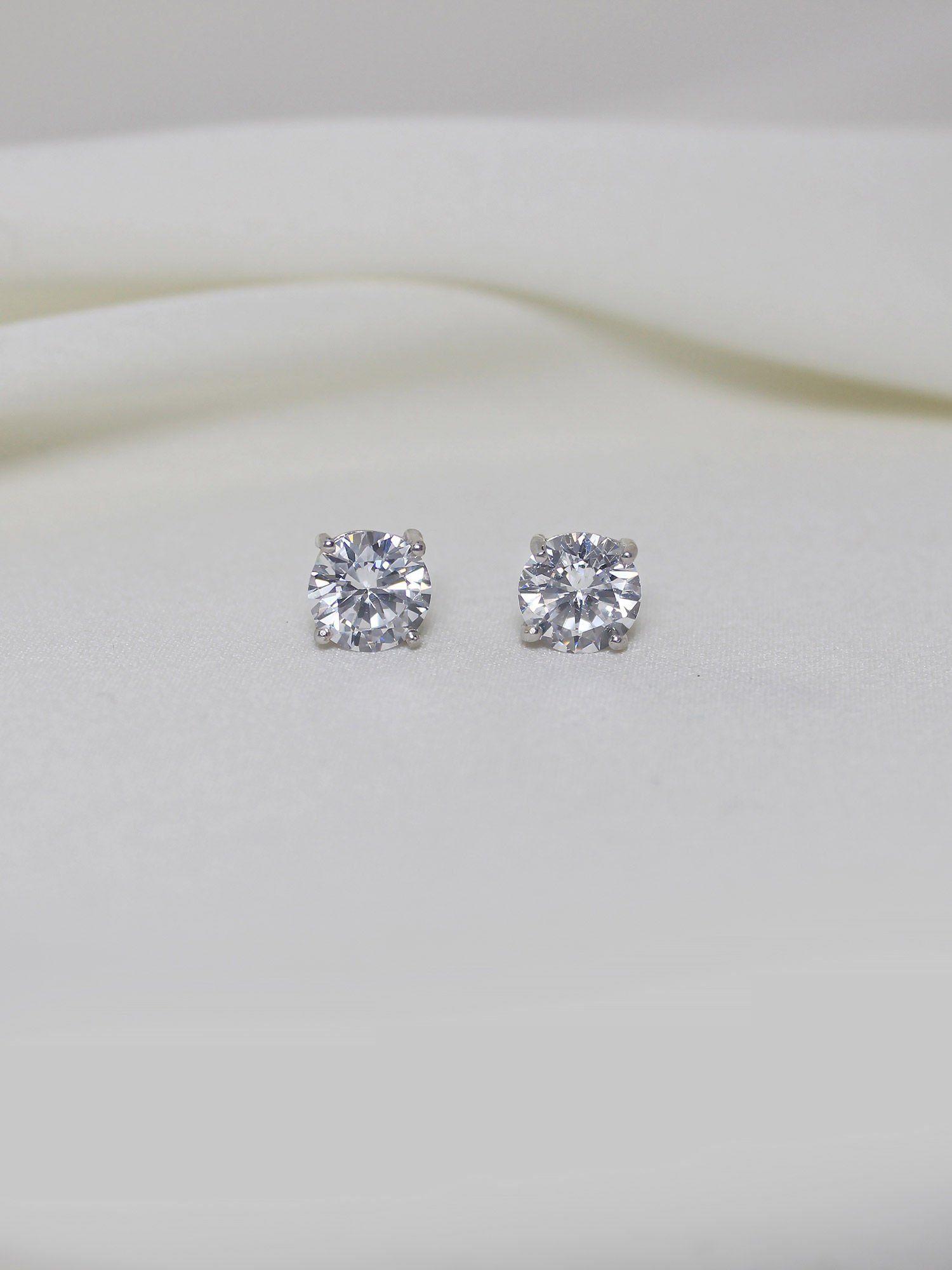 classic silver zircon earrings