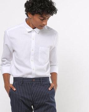 classic slim fit shirt with patch pocket