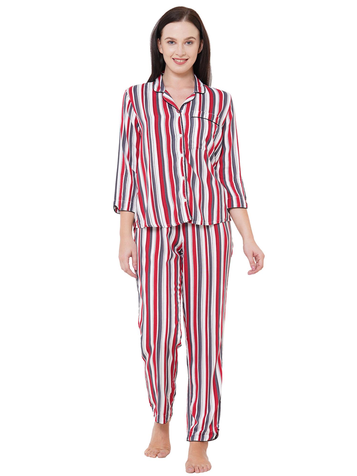 classic striped pyjama set - red