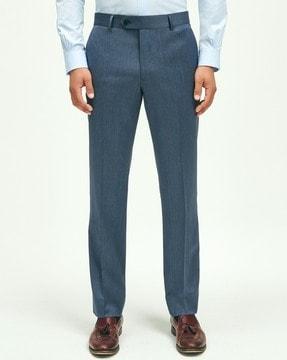 classic wool herringbone trousers