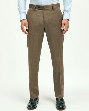 classic wool herringbone trousers